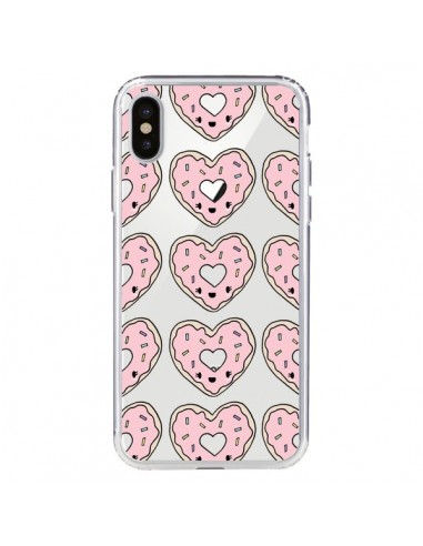 Coque iPhone X et XS Donuts Heart Coeur Rose Pink Transparente - Claudia Ramos