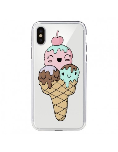 Coque iPhone X et XS Ice Cream Glace Summer Ete Cerise Transparente - Claudia Ramos