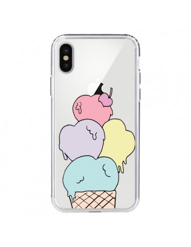 Coque iPhone X et XS Ice Cream Glace Summer Ete Coeur Transparente - Claudia Ramos