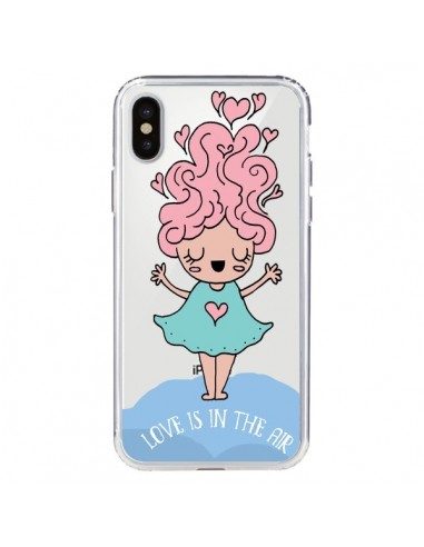 Coque iPhone X et XS Love Is In The Air Fillette Transparente - Claudia Ramos