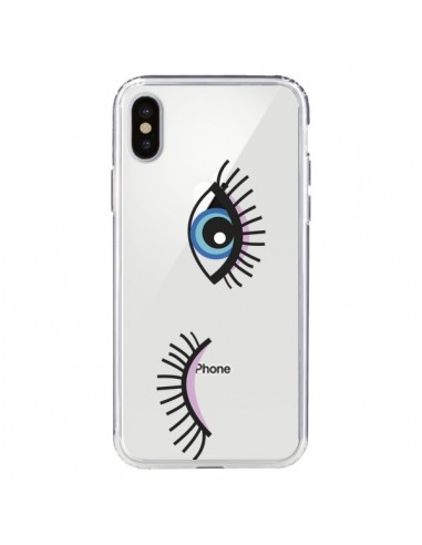 Coque iPhone X et XS Eyes Oeil Yeux Bleus Transparente -  Léa Clément