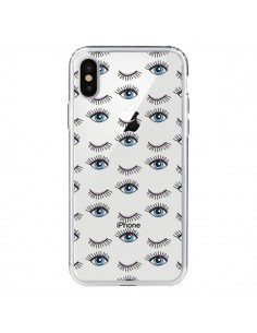 Coque iPhone X et XS Eyes Oeil Yeux Bleus Mosaïque...