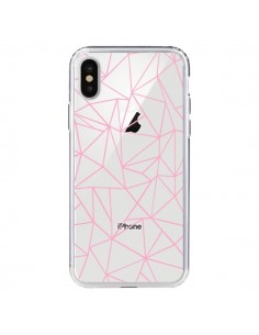 Coque iPhone X et XS Lignes Triangle Rose Transparente -...