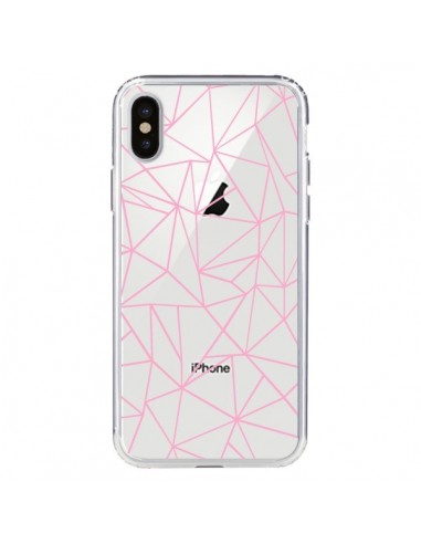 Coque iPhone X et XS Lignes Triangle Rose Transparente - Project M