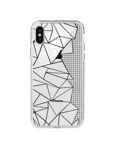 Coque iPhone X et XS Lignes Grilles Side Grid Abstract Noir Transparente - Project M