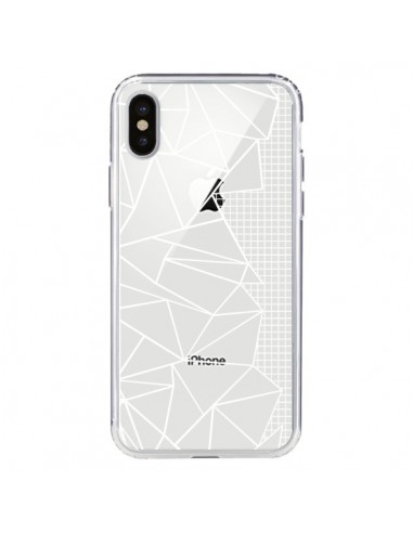 Coque iPhone X et XS Lignes Grilles Side Grid Abstract Blanc Transparente - Project M