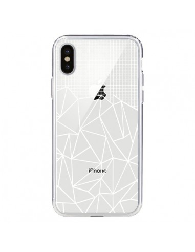 Coque iPhone X et XS Lignes Grilles Grid Abstract Blanc Transparente - Project M