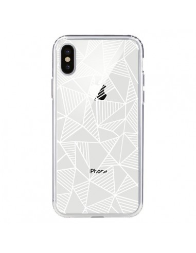 Coque iPhone X et XS Lignes Grilles Triangles Grid Abstract Blanc Transparente - Project M