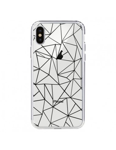 Coque iPhone X et XS Lignes Triangles Grid Abstract Noir Transparente - Project M