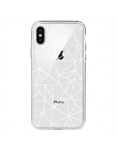 Coque iPhone X et XS Lignes Triangles Grid Abstract Blanc...