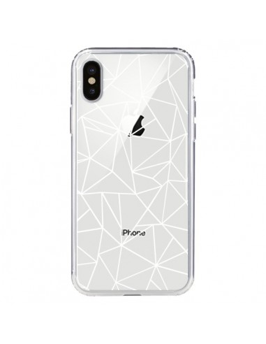 Coque iPhone X et XS Lignes Triangles Grid Abstract Blanc Transparente - Project M