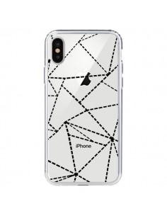 Coque iPhone X et XS Lignes Points Abstract Noir...