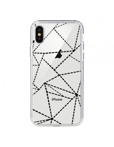 Coque iPhone X et XS Lignes Points Abstract Noir Transparente - Project M