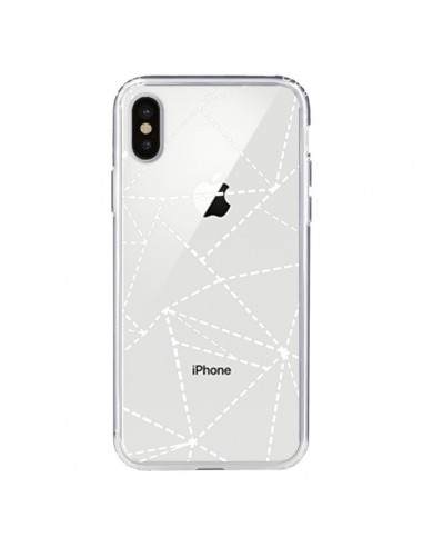Coque iPhone X et XS Lignes Points Abstract Blanc Transparente - Project M
