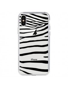 Coque iPhone X et XS Zebre Zebra Noir Transparente -...
