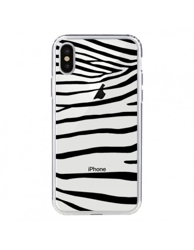 Coque iPhone X et XS Zebre Zebra Noir Transparente - Project M