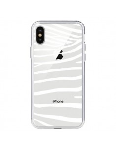 Coque iPhone X et XS Zebre Zebra Blanc Transparente -...