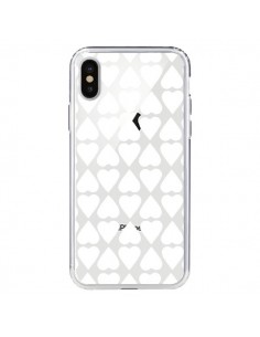 Coque iPhone X et XS Coeurs Heart Blanc Transparente -...
