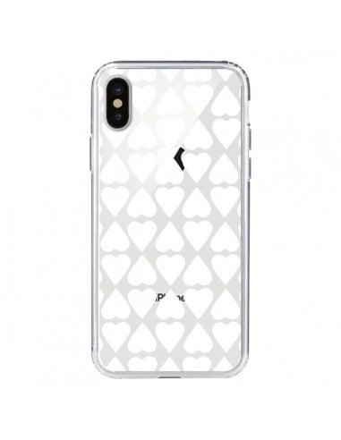 Coque iPhone X et XS Coeurs Heart Blanc Transparente - Project M