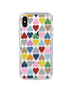 Coque iPhone X et XS Coeurs Heart Couleur Transparente -...