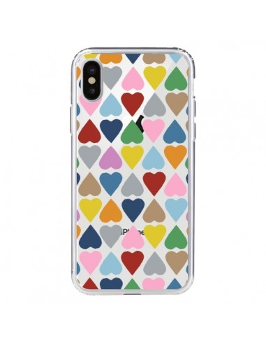 Coque iPhone X et XS Coeurs Heart Couleur Transparente - Project M