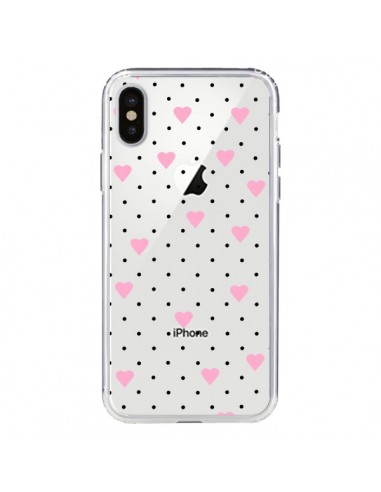 Coque iPhone X et XS Point Coeur Rose Pin Point Heart Transparente - Project M