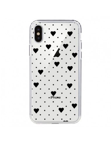 Coque iPhone X et XS Point Coeur Noir Pin Point Heart Transparente - Project M