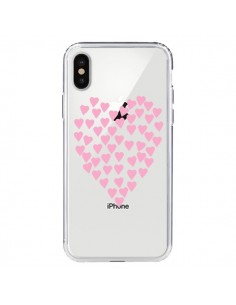 Coque iPhone X et XS Coeurs Heart Love Rose Pink...