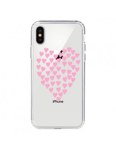 Coque iPhone X et XS Coeurs Heart Love Rose Pink Transparente - Project M