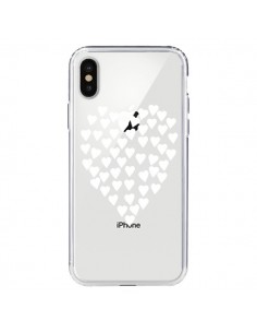 Coque iPhone X et XS Coeurs Heart Love Blanc Transparente...
