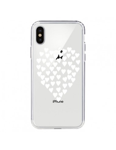 Coque iPhone X et XS Coeurs Heart Love Blanc Transparente - Project M