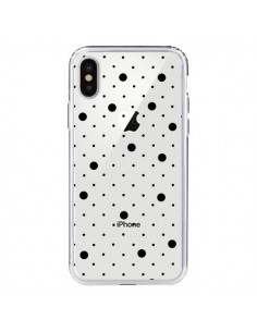 Coque iPhone X et XS Point Noir Pin Point Transparente -...