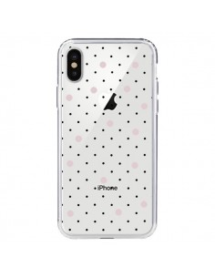 Coque iPhone X et XS Point Rose Pin Point Transparente -...