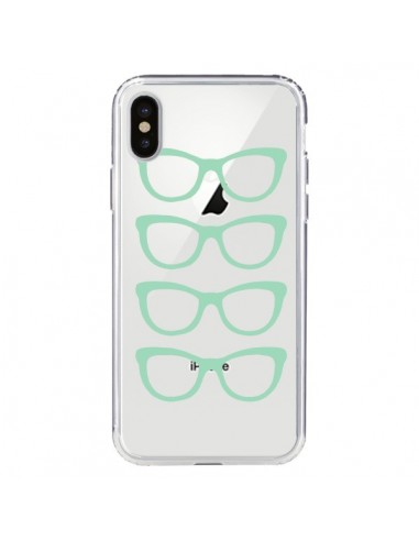 Coque iPhone X et XS Sunglasses Lunettes Soleil Mint Bleu Vert Transparente - Project M