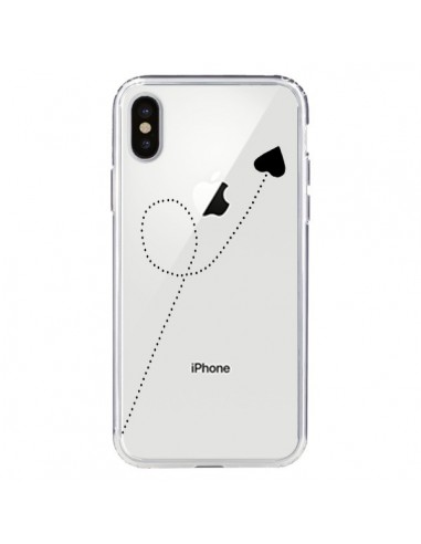 Coque iPhone X et XS Travel to your Heart Noir Voyage Coeur Transparente - Project M