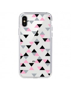 Coque iPhone X et XS Triangles Pink Rose Noir...