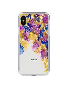 Coque iPhone X et XS Cascade Florale Transparente - Ebi...