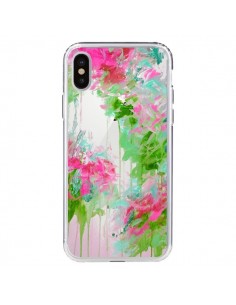 Coque iPhone X et XS Fleur Flower Rose Vert Transparente...