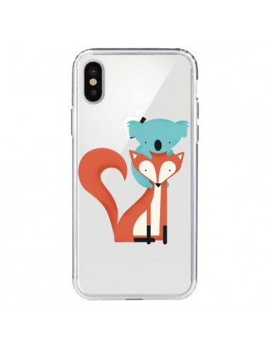 Coque iPhone X et XS Renard et Koala Love Transparente - Jay Fleck