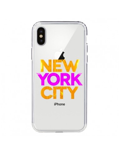 Coque iPhone X et XS New York City NYC Orange Rose Transparente - Javier Martinez