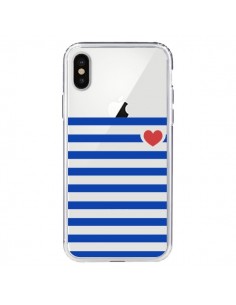 Coque iPhone X et XS Mariniere Coeur Love Transparente -...