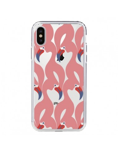Coque iPhone X et XS Flamant Rose Flamingo Transparente - Dricia Do