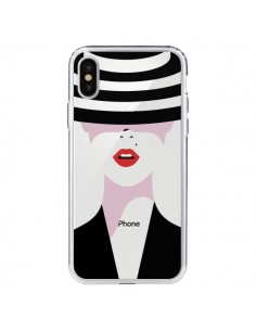 Coque iPhone X et XS Femme Chapeau Hat Lady Transparente...