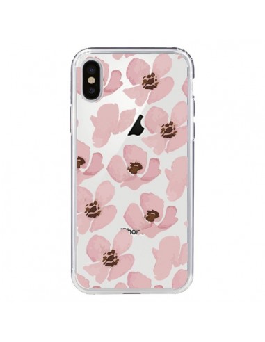 Coque iPhone X et XS Fleurs Roses Flower Transparente - Dricia Do