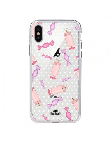 Coque iPhone X et XS Candy Bonbons Transparente - kateillustrate