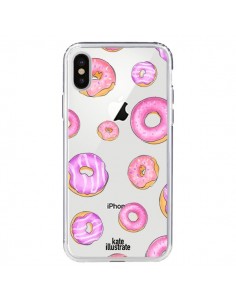 Coque iPhone X et XS Pink Donuts Rose Transparente -...