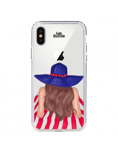 Coque iPhone X et XS Beah Girl Fille Plage Transparente - kateillustrate