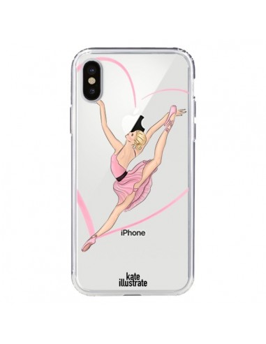 Coque iPhone X et XS Ballerina Jump In The Air Ballerine Danseuse Transparente - kateillustrate