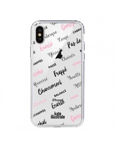 Coque iPhone X et XS Ballerina Ballerine Mots Transparente - kateillustrate