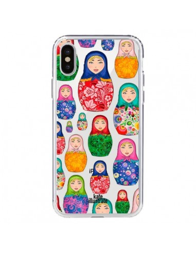 Coque iPhone X et XS Matryoshka Dolls Poupées Russes Transparente - kateillustrate